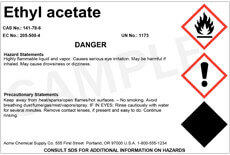 Example of a label with two pictograms, printed on stock with three diamonds.