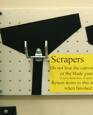 A tool shadow board helps with 5S and safety.
