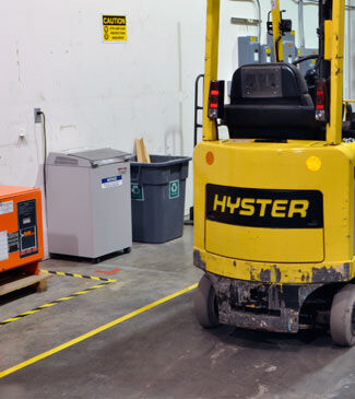 Floor tape and signs for forklift safety
