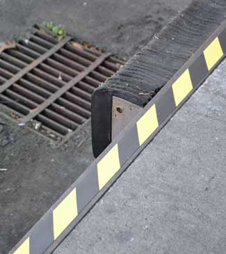 Hazard stripe at the edge a loading dock