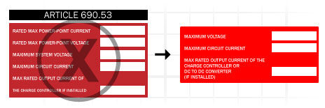 Solar Labeling: 2017 Changes Red X